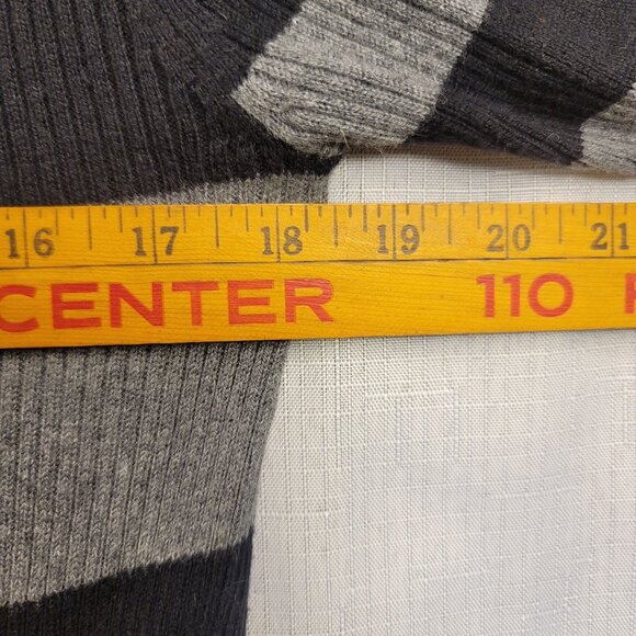 Express Black Gray Striped Sweater Dress Cowl Neck Cotton Blend Small - Picture 7 of 8